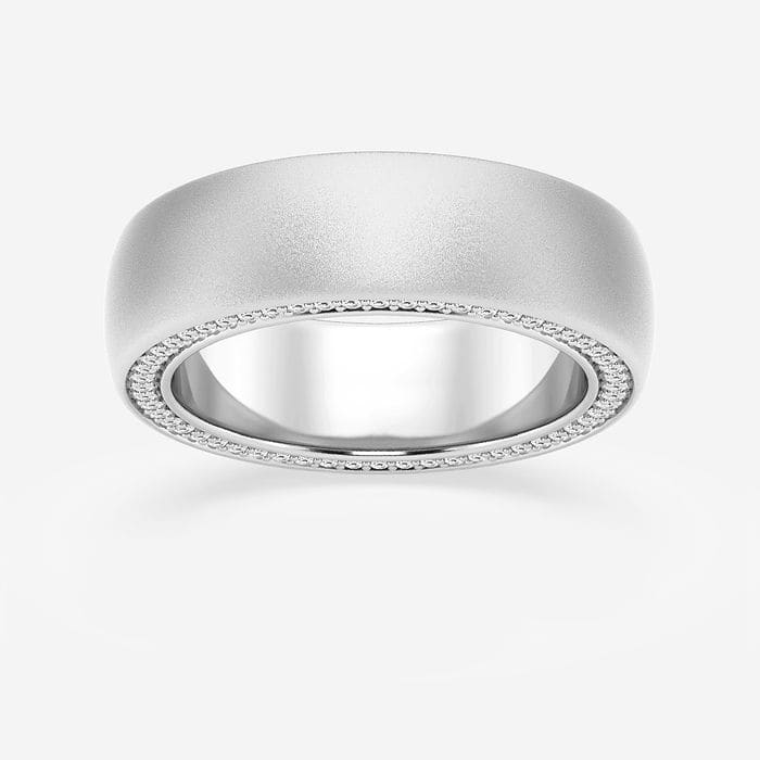 7mm Domed Sandblast Finish Round Eternity Band